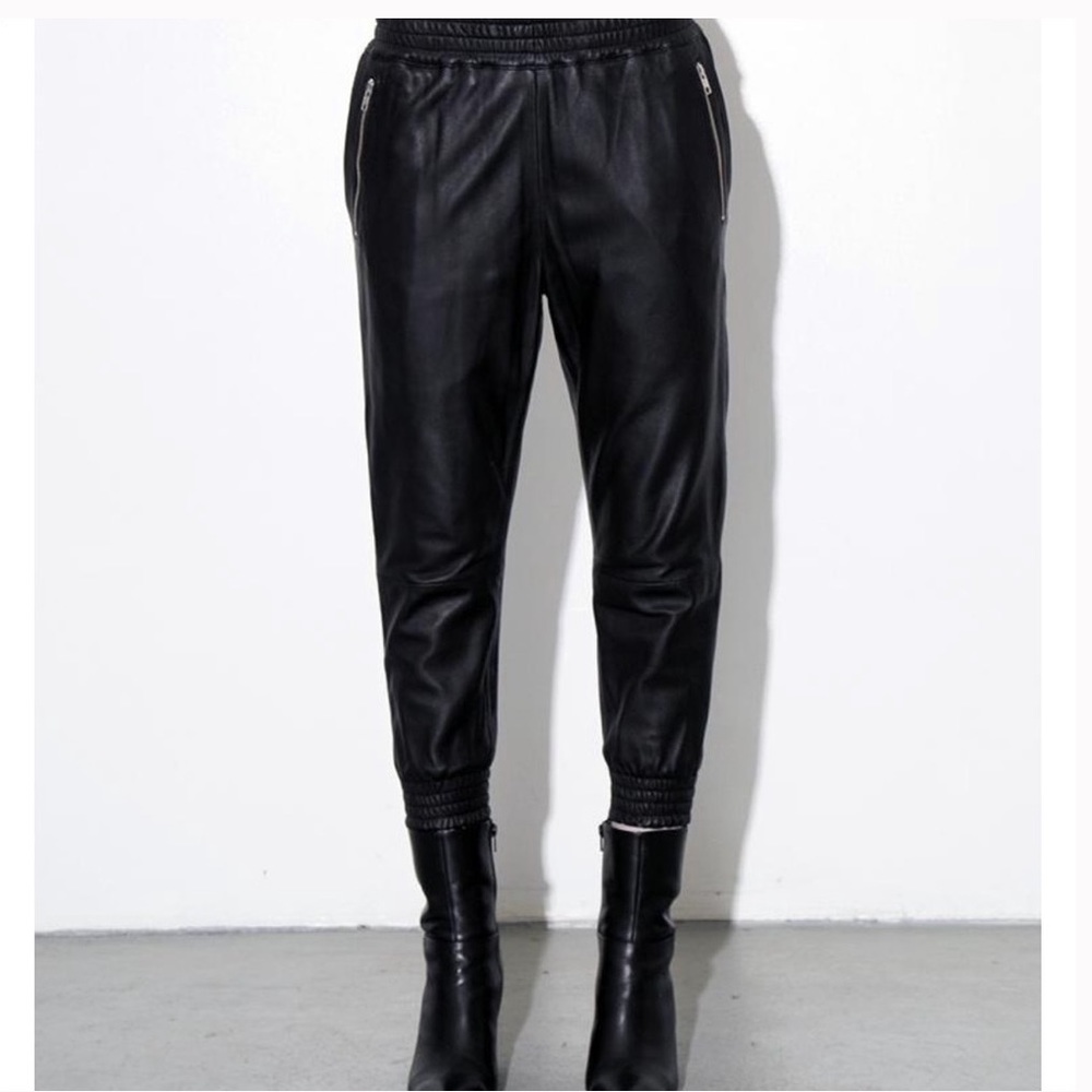 OAK Black Leather Jogger Pants